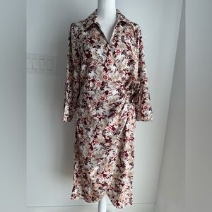 LOFT Women’s Floral Wrap Shirt Dress Size Medium Petite NEW Midi